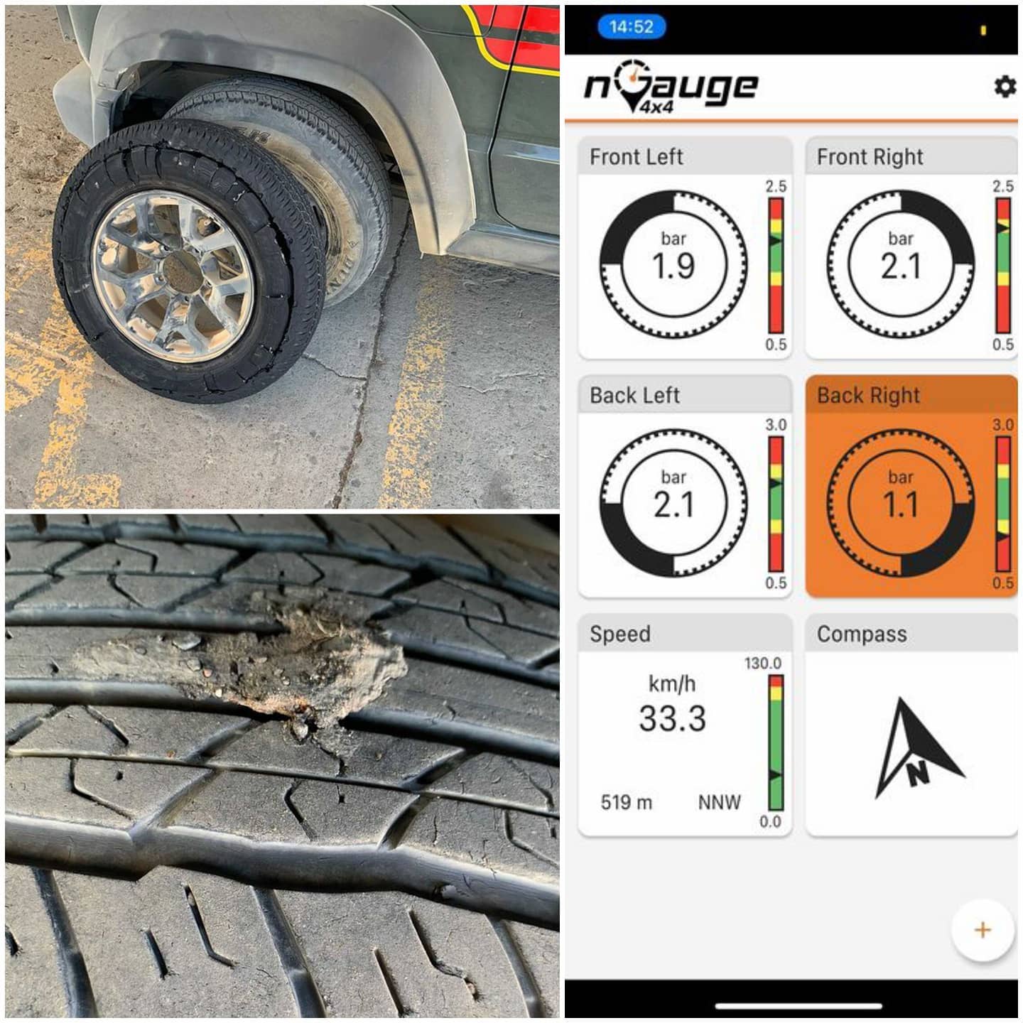 Internal TPMS Tyre Failure